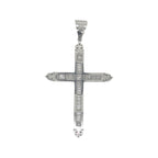 10K White Gold Baguette Diamond Cross Pendant 2.77 CT 2.5"