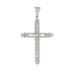 10K Yellow Gold Baguette Diamond Cross Pendant 3.07 CT 2.5"