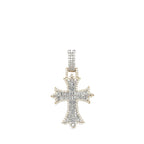 10K Yellow Gold Designer Emerald VS Diamond Cross Pendant 2.10 CT 1.8"