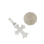 10K White Gold Designer Baguette Diamond Cross Pendant 1.51 CT 1.8"