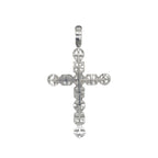 10K White Gold Designer Baguette Cluster Diamond Cross Pendant 2.38 CT 2.7"
