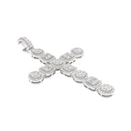 10K White Gold Designer Baguette Cluster Diamond Cross Pendant 2.38 CT 2.7"