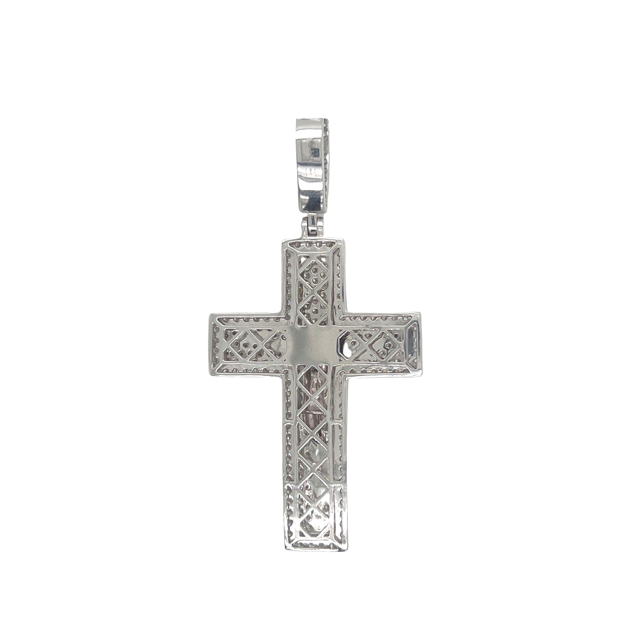 10K Two-Tone Gold Crucifix Diamond Cross Pendant 3.75 CT 2.75"