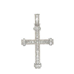 10K White Gold Baguette Diamond Cross Pendant 4.5 CT 2.6"