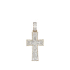 10K Yellow Gold Baguette Diamond Cross Pendant 1.6 CT 2"