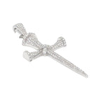 10K White Gold Nail VS Diamond Cross Pendant 2.5 CT 2.6"