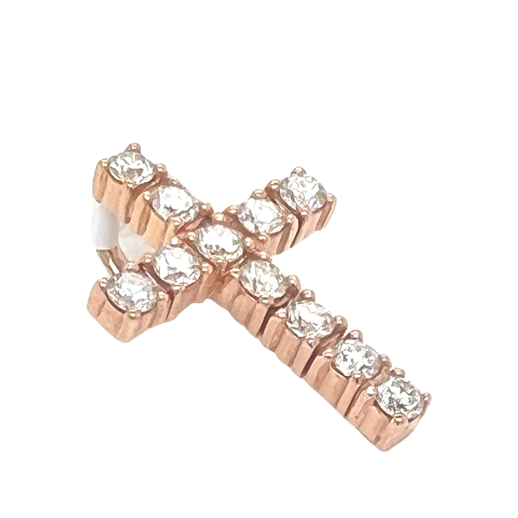 10K Rose Gold Solitaire Tennis Diamond Cross Pendant 2.03 CT 1.25"