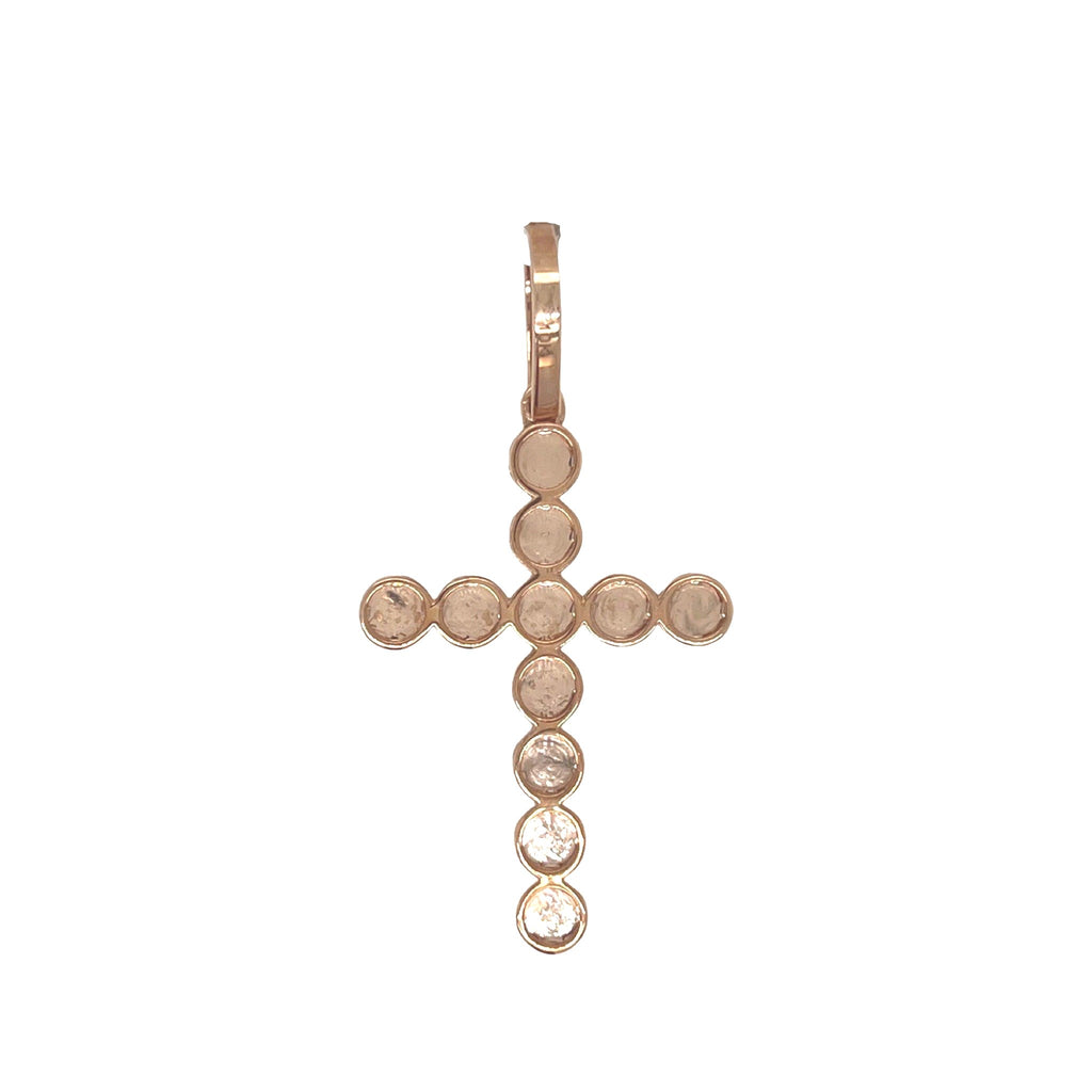 10K Rose Gold Cluster Diamond Cross Pendant 1.35 CT 1.9"