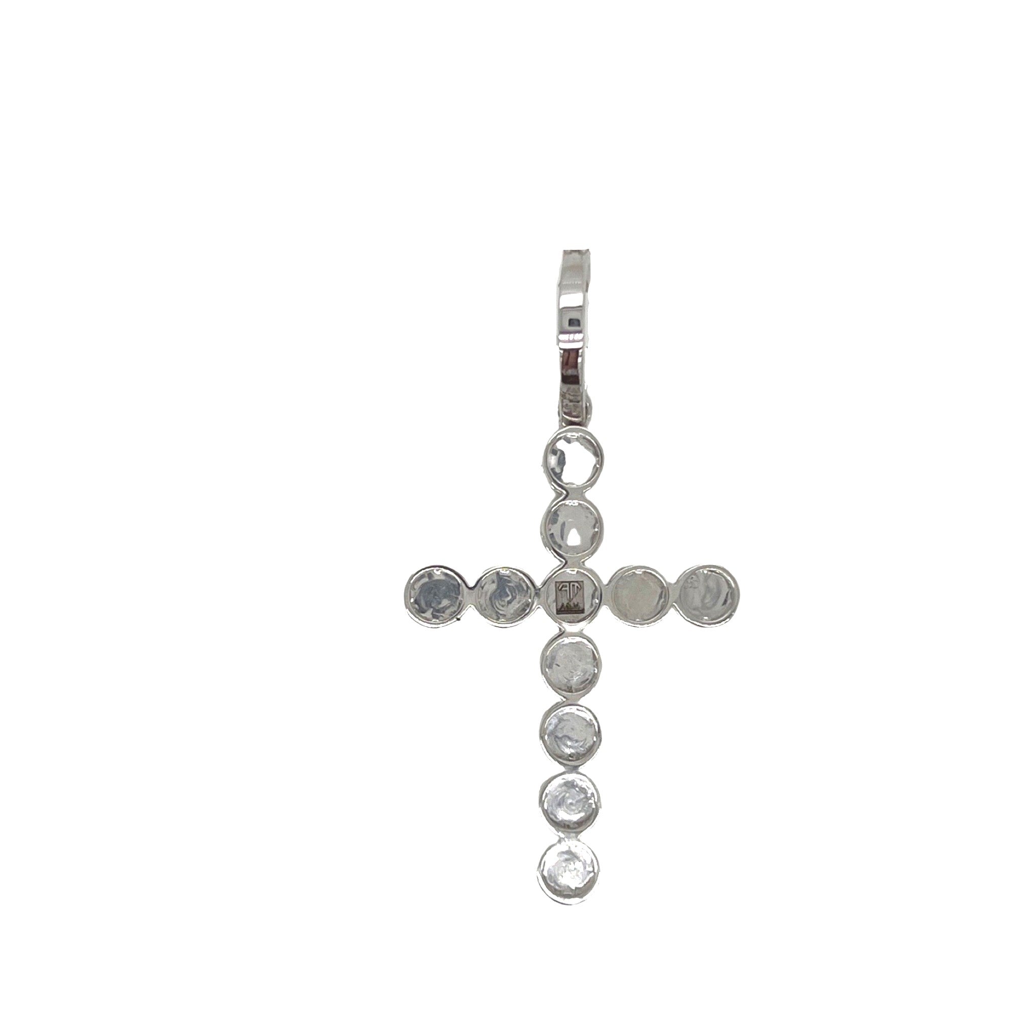 10K White Gold Cluster Diamond Cross Pendant 1.35 CT 1.9"