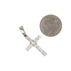 10K White Gold 1 Row Miracle Tennis Diamond Cross Pendant 0.43 CT 1.6"