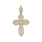 10K Yellow Gold Gothic Diamond Cross Pendant 1.19 CT 2.2"