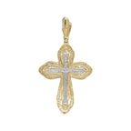 10K Yellow Gold Gothic Diamond Cross Pendant 1.19 CT 2.2"