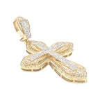 10K Yellow Gold Gothic Diamond Cross Pendant 1.19 CT 2.2"