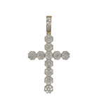 10K Yellow Gold 3D Cluster Diamond Cross Pendant 2.19 CT 2.1"