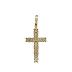 10K Yellow Gold Baguette Diamond Cross Pendant 2.5 CT 2.6"