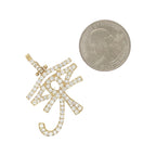 14K Yellow Gold Egyptian Ra Eye Ankh Diamond Cross Pendant 2.04 CT 1.4"