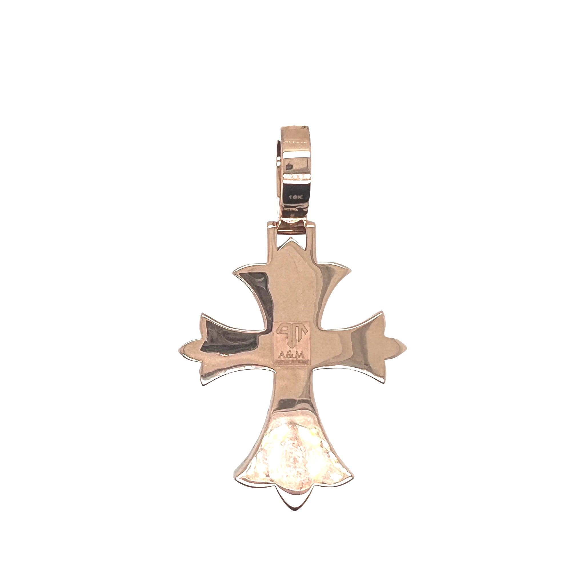 10K Rose Gold Designer VS Diamond Cross Pendant 5.34 CT 2.75"