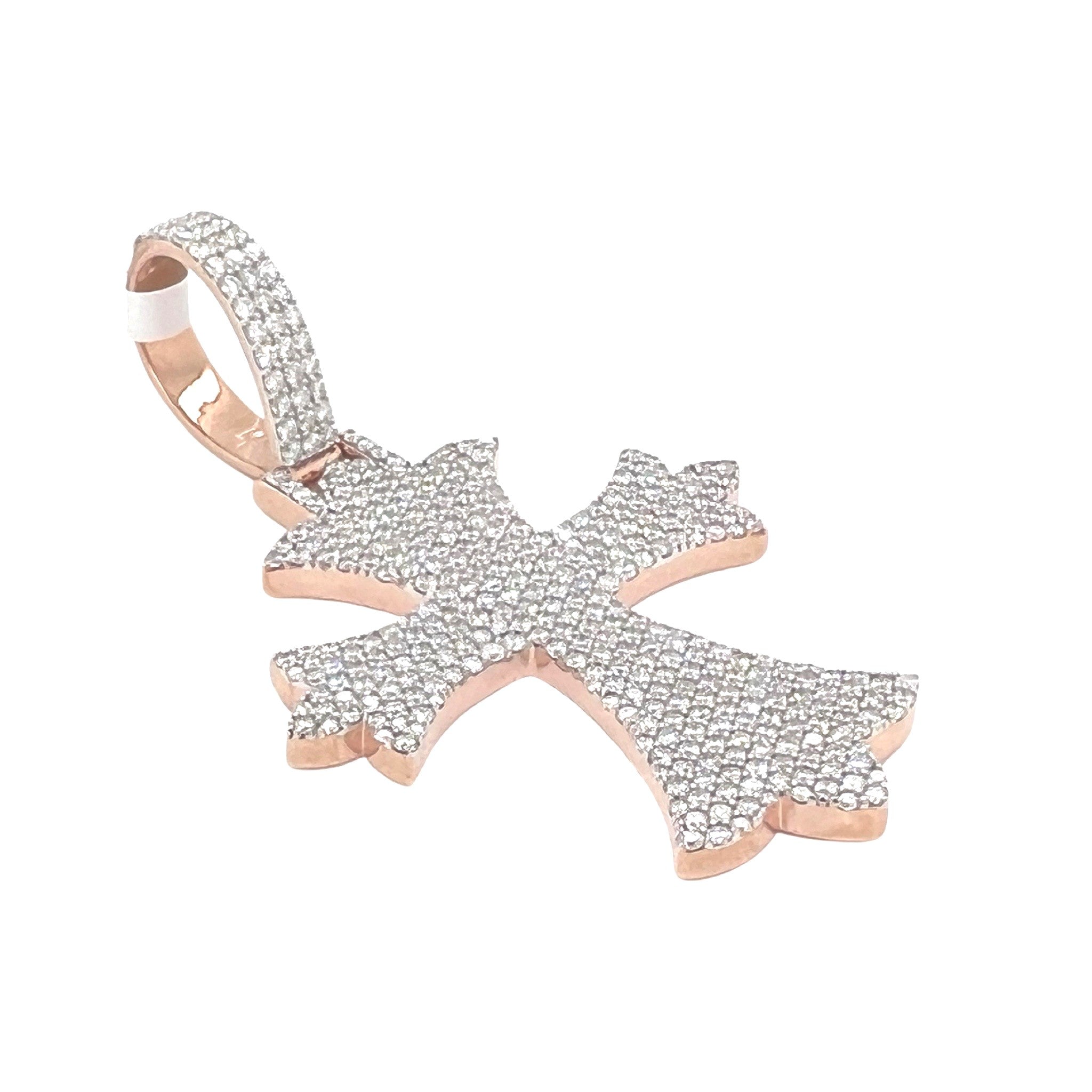 10K Rose Gold Designer VS Diamond Cross Pendant 5.34 CT 2.75"