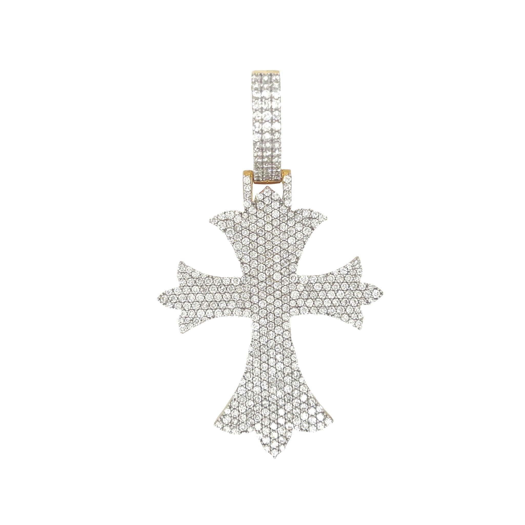 10K Yellow Gold Designer VS Diamond Cross Pendant 5.46 CT 2.75"