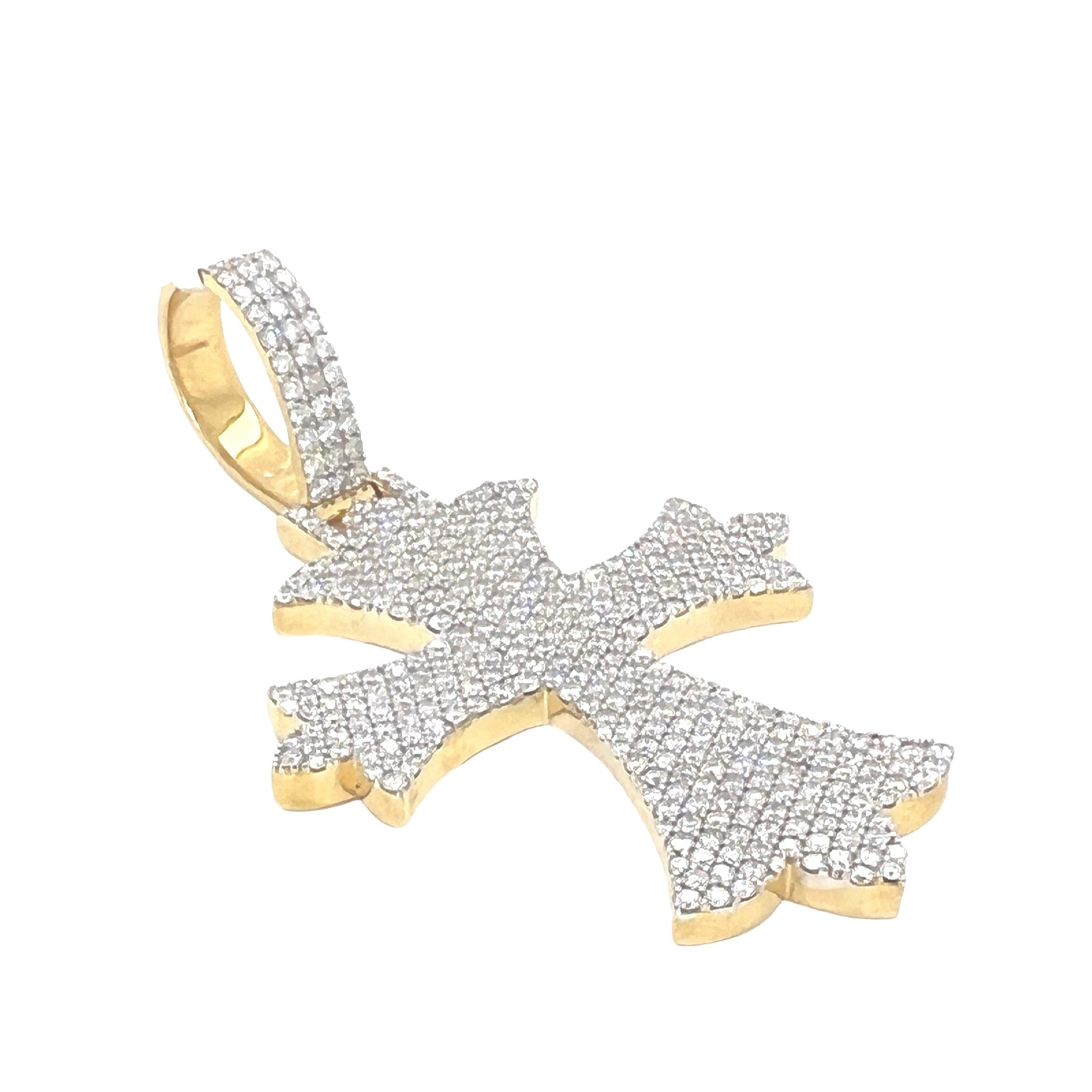 10K Yellow Gold Designer VS Diamond Cross Pendant 5.46 CT 2.75"