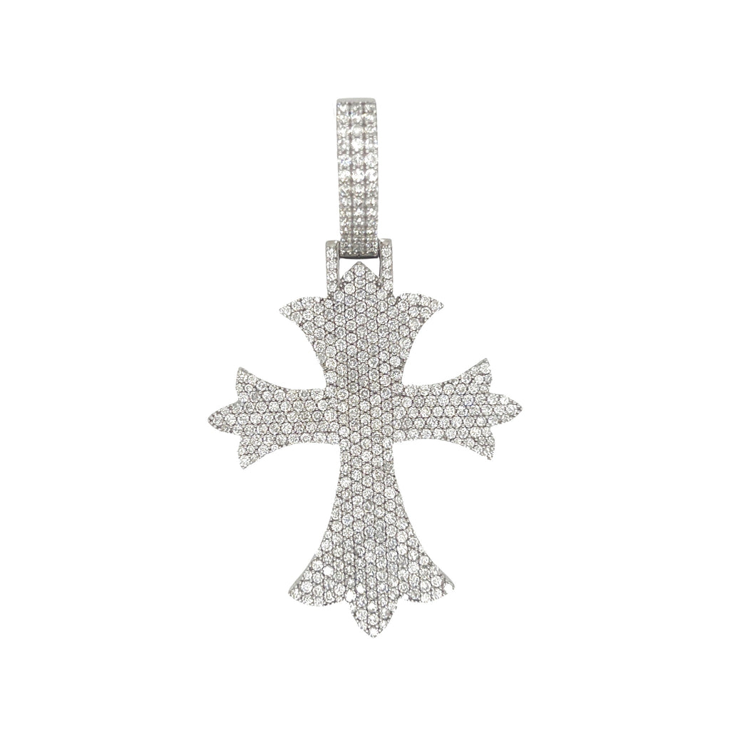10K White Gold Designer VS Diamond Cross Pendant 5.5 CT 2.75"