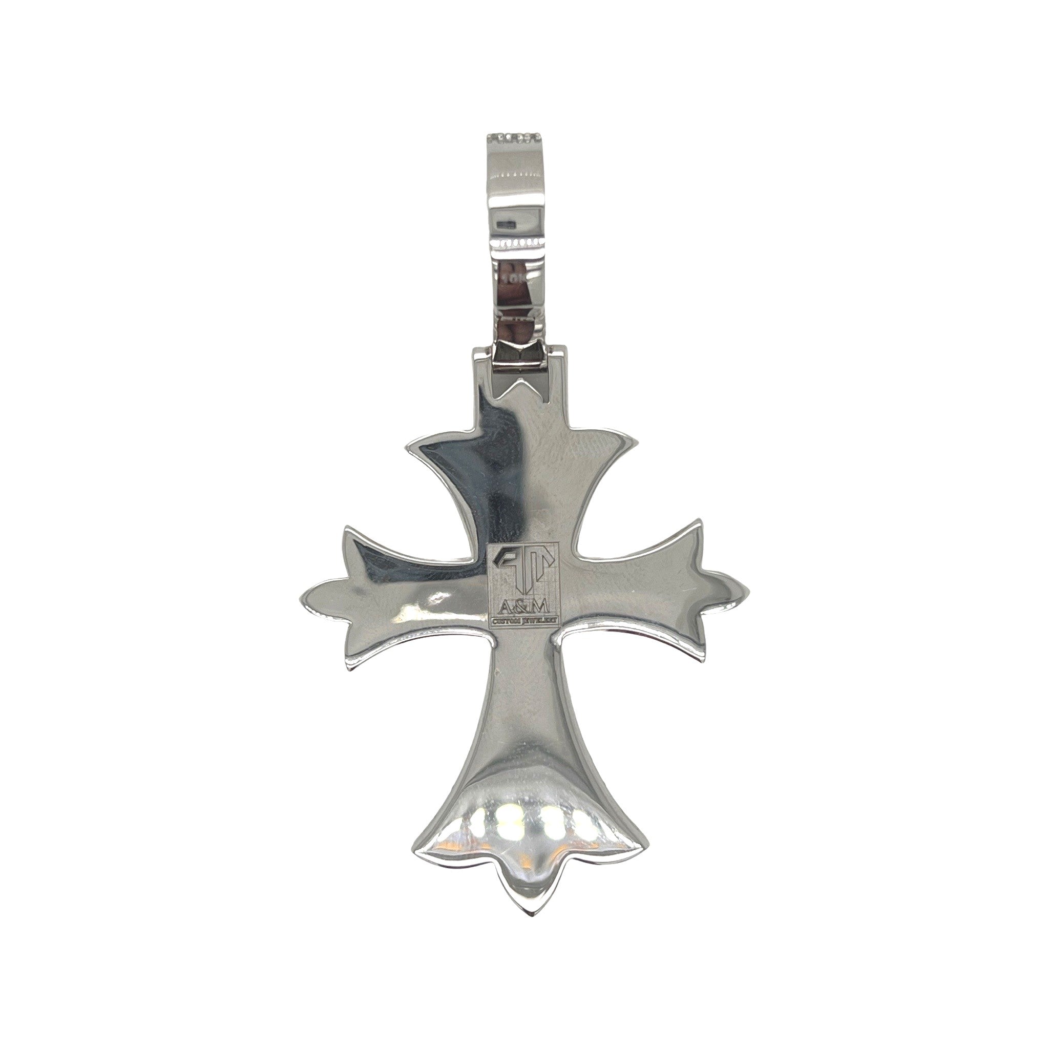10K White Gold Designer VS Diamond Cross Pendant 5.5 CT 2.75"