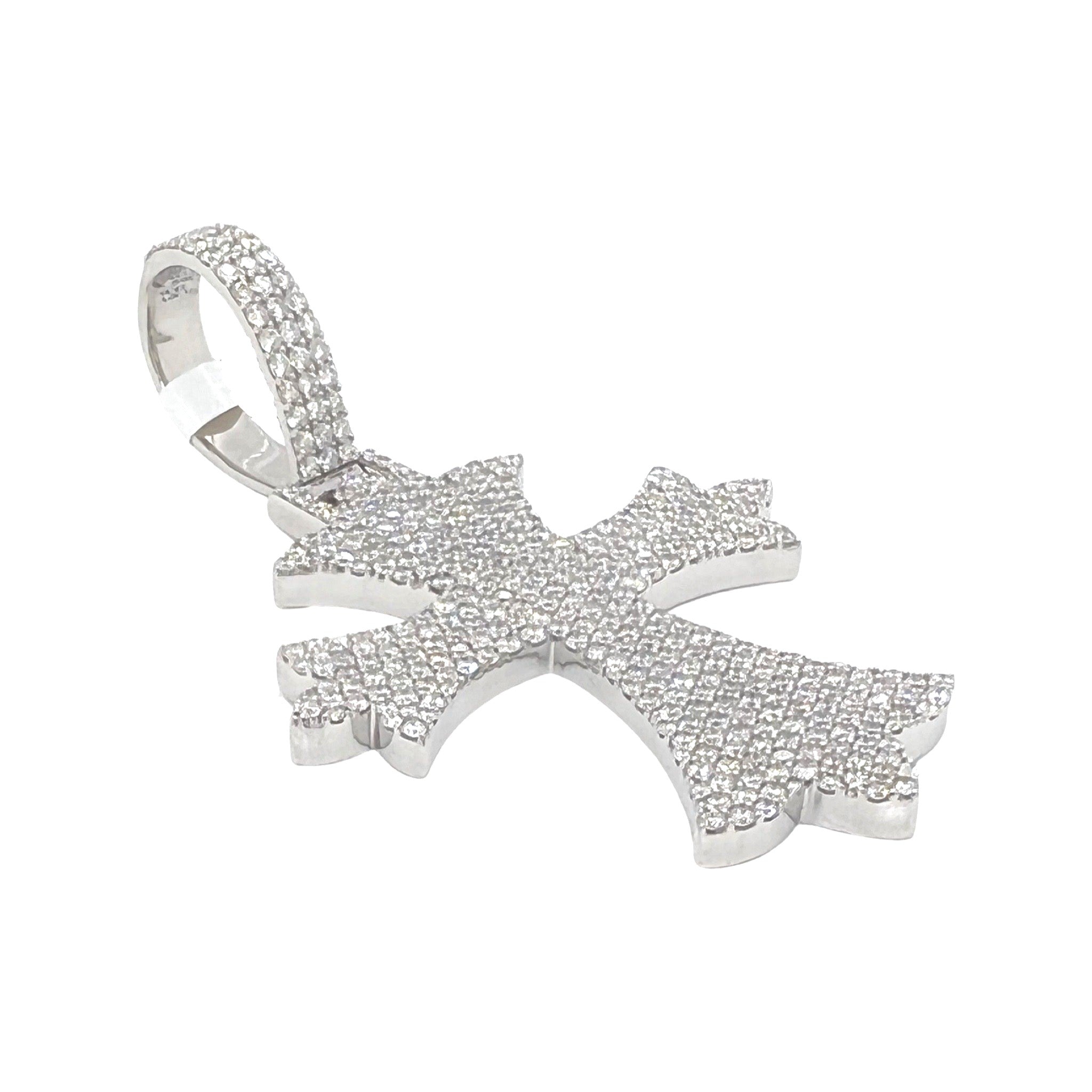 10K White Gold Designer VS Diamond Cross Pendant 5.5 CT 2.75"