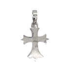 10K White Gold Designer Emerald VS Diamond Cross Pendant 5.25 CT 2.8"