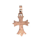 10K Rose Gold Designer Emerald VS Diamond Cross Pendant 5.25 CT 2.8"