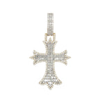 10K Yellow Gold Designer Emerald VS Diamond Cross Pendant 5.25 CT 2.8"
