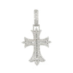 10K White Gold Designer Baguette Diamond Cross Pendant 5.01 CT 2.8"