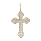 10K Yellow Gold Gothic Diamond Cross Pendant 6.25 CT 3.25"