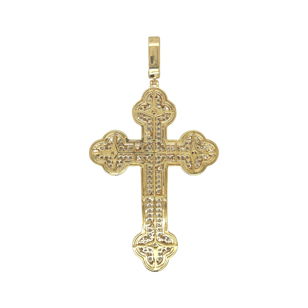 10K Yellow Gold Gothic Diamond Cross Pendant 6.25 CT 3.25"