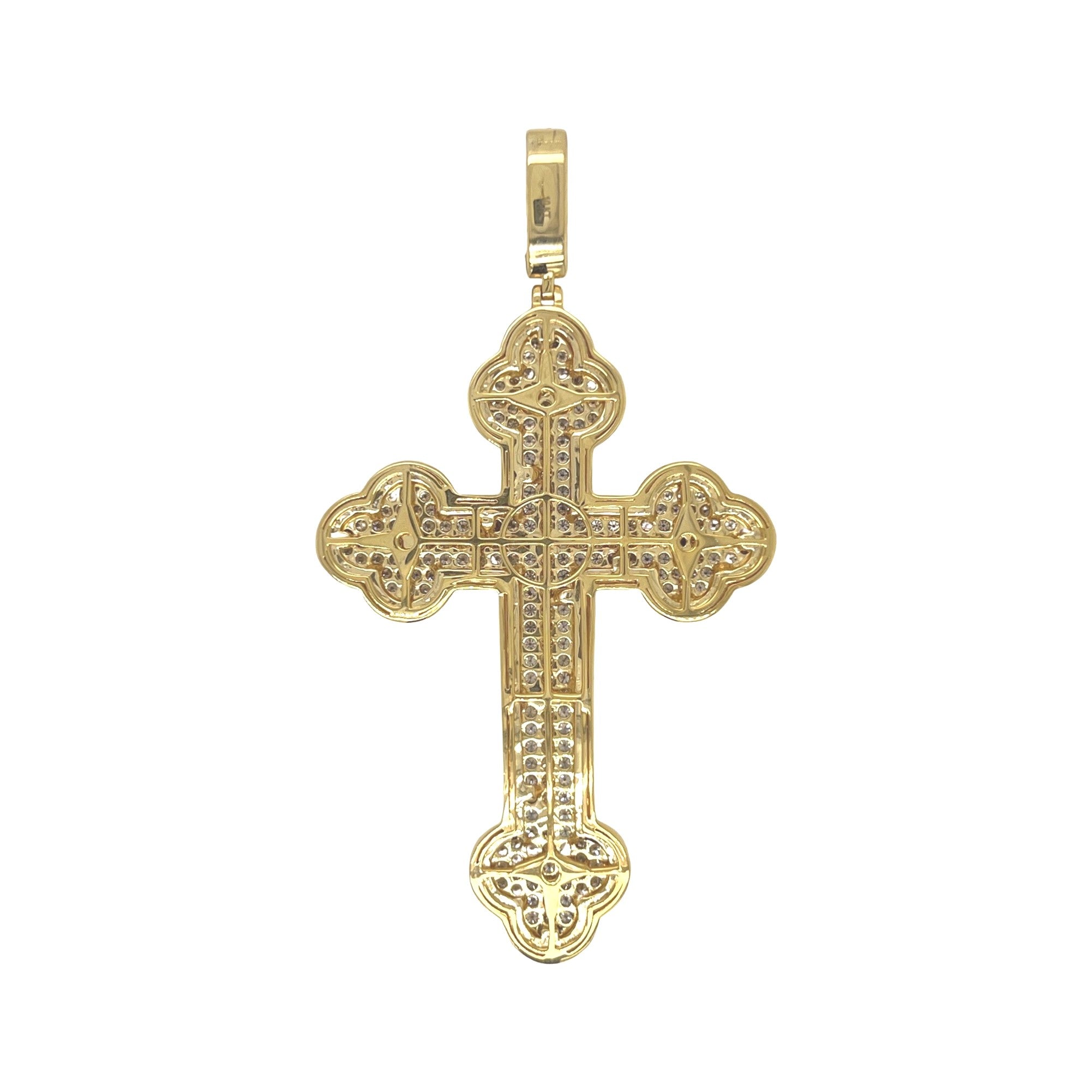 10K Yellow Gold Gothic Diamond Cross Pendant 6.25 CT 3.25"