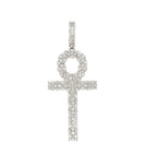 10K Yellow Gold Egyptian Ankh Diamond Cross Pendant 3.98 CT 2.75"