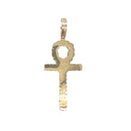 10K Yellow Gold Egyptian Ankh Diamond Cross Pendant 3.98 CT 2.75"