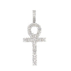 10K White Gold Egyptian Ankh Diamond Cross Pendant 4.04 CT 2.75"