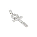 10K White Gold Egyptian Ankh Diamond Cross Pendant 2.47 CT 2.4"