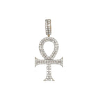 10K Yellow Gold Egyptian Ankh Diamond Cross Pendant 2.6 CT 2"