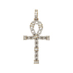 10K Yellow Gold Egyptian Ankh Baguette Diamond Cross Pendant 2.0 CT 2.6"