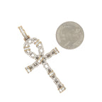 10K Yellow Gold Egyptian Ankh Baguette Diamond Cross Pendant 2.0 CT 2.6"