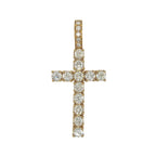 14K Yellow Gold 40 Pointer Tennis Diamond Cross Pendant 5.17 CT 2.1"