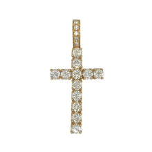 Load image into Gallery viewer, 14K Yellow Gold 40 Pointer Tennis Diamond Cross Pendant 5.17 CT 2.1&quot;

