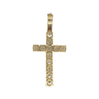 14K Yellow Gold 40 Pointer Tennis Diamond Cross Pendant 5.17 CT 2.1"