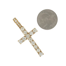 Load image into Gallery viewer, 14K Yellow Gold 40 Pointer Tennis Diamond Cross Pendant 5.17 CT 2.1&quot;
