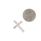 10K Rose Gold Solitaire Tennis Diamond Cross Pendant 1.3 CT 1"