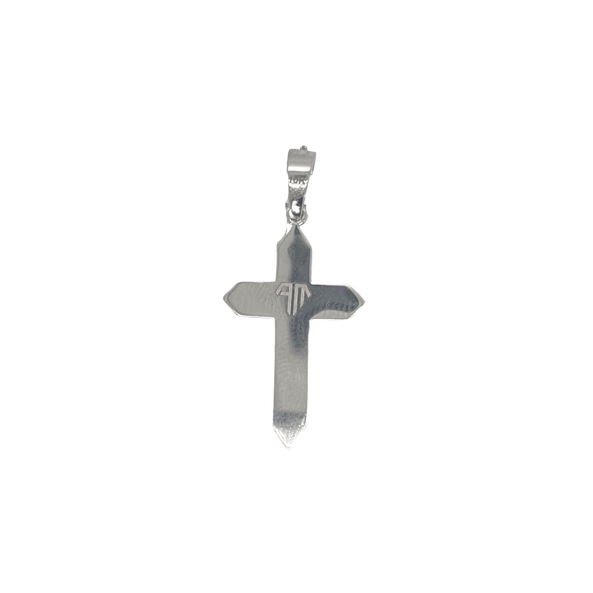 10K White Gold Double Layer Diamond Cross Pendant 0.43 CT 1.5"