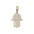 10K Yellow Gold Hamsa Diamond Pendant 1.71 CT 1.75"