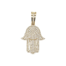 Load image into Gallery viewer, 10K Yellow Gold Hamsa Diamond Pendant 1.71 CT 1.75&quot;
