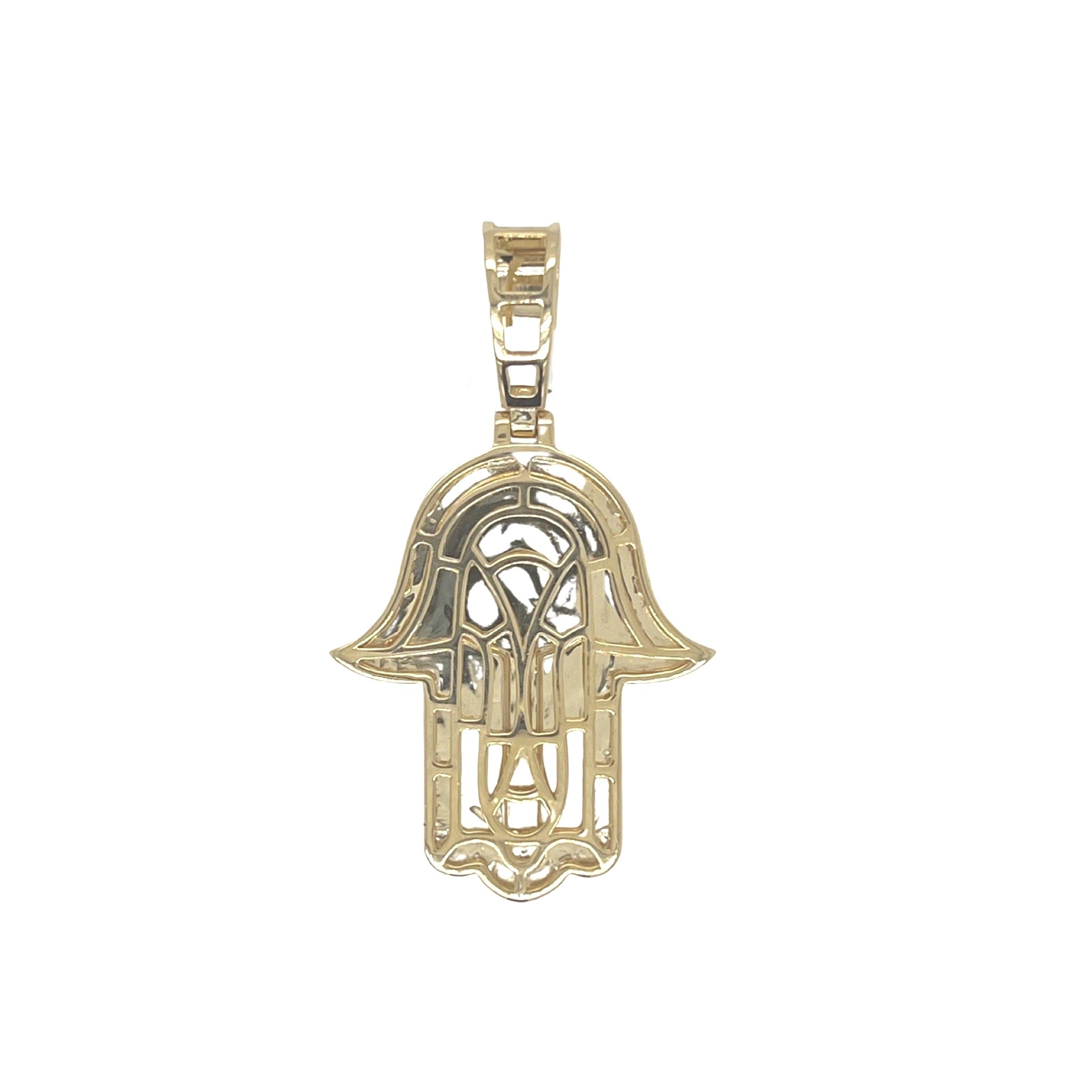 10K Yellow Gold Hamsa Diamond Pendant 1.71 CT 1.75"